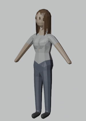 Female in a short-sleeve t-shirt, three-quarter