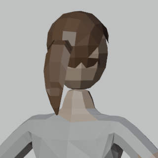 Tied-back hair from behind